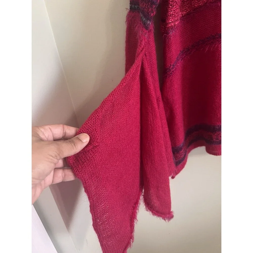 Free People Raspberry Pink Red Textured Knit Bell Sleeve Sweater Women’Size XS - Picture 10 of 14